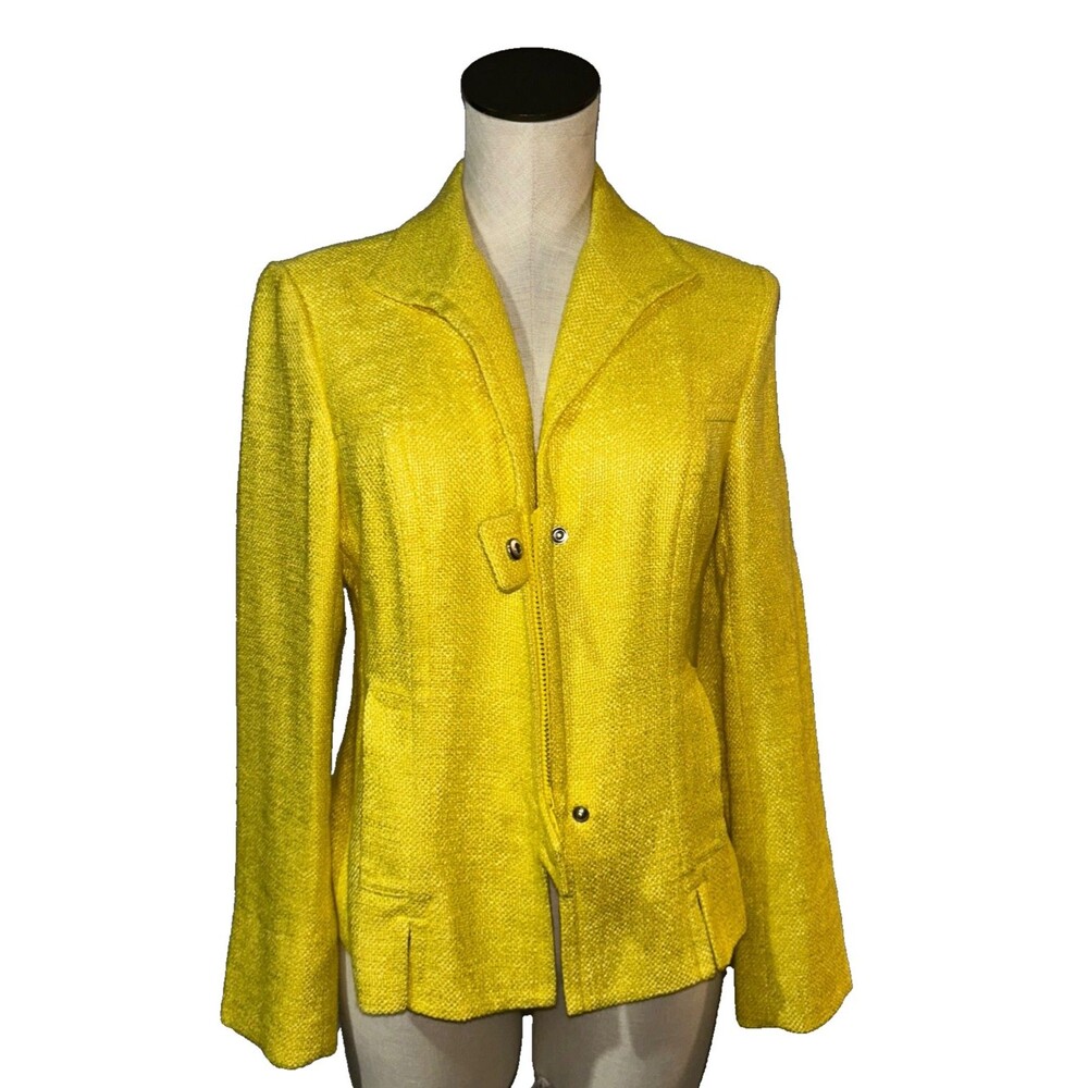 Lafayette 148 Women’s Tweed Blazer Jacket size 8 Yellow Old Money Career